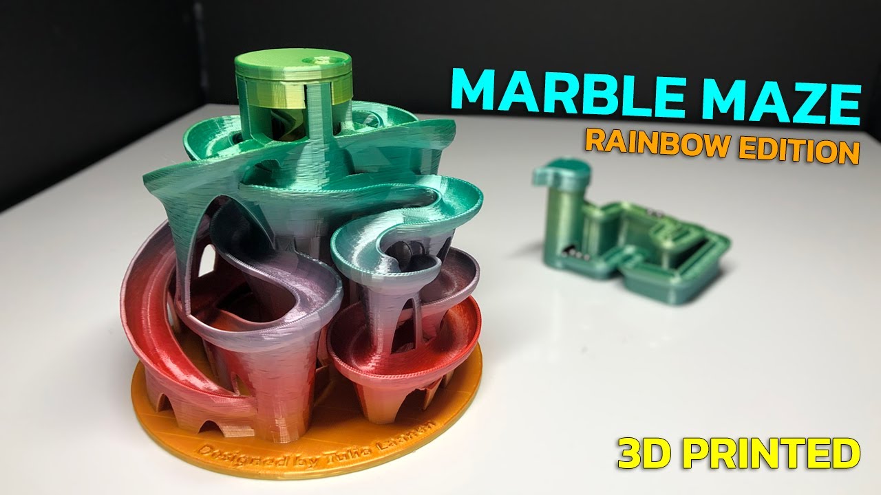 3D Printed Rainbow Marble Maze - So Colorful! - YouTube