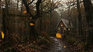 Rainy Forest Gingerbread Cottage 🍂| Fantasy Ambience for Sleep &amp; Relaxation