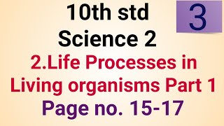 10th std Science Life processes in living organisms Part 1 (Video 3)