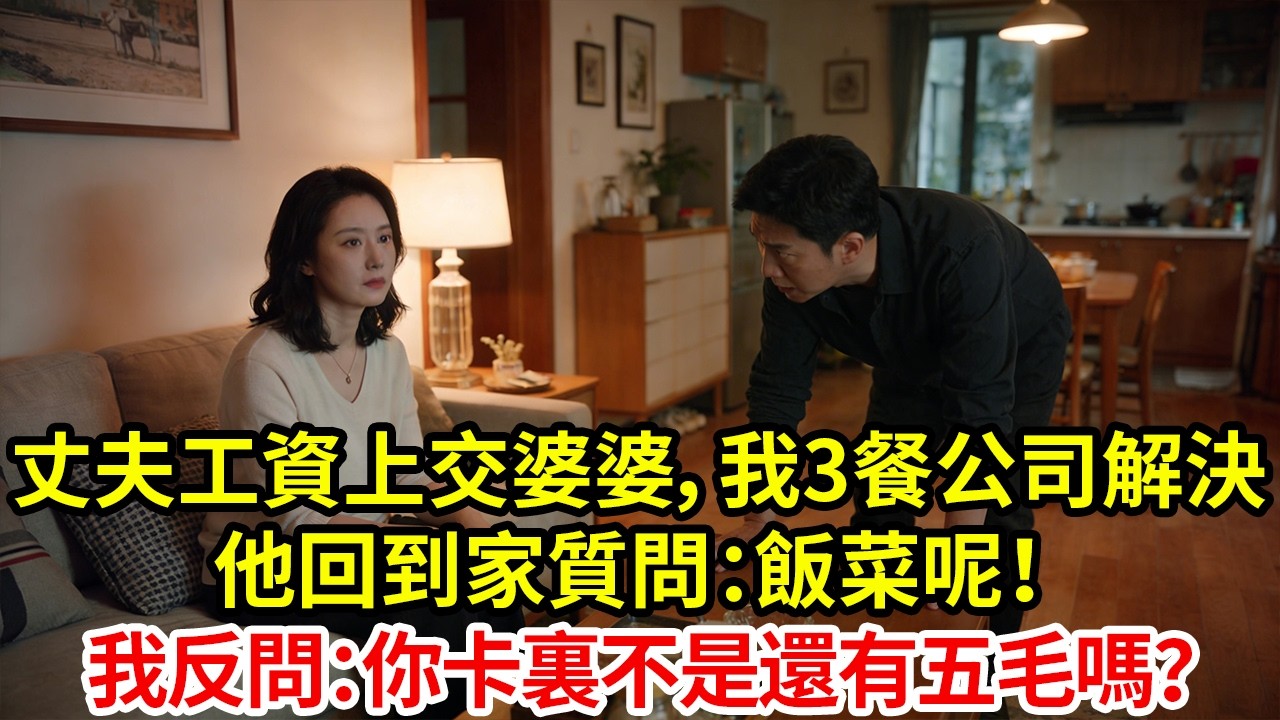 丈夫工資上交婆婆，我3餐公司解決他回到家質問：飯菜呢！我反問：你卡裏不是還有五毛嗎？#為人處世#生活經驗#情感#家庭倫理