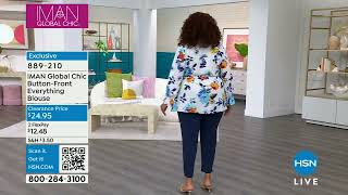 IMAN Global Chic Printed ButtonFront Everything Blouse