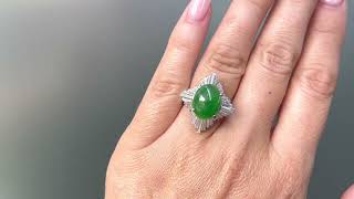#gia  #green  #jade  #Diamond #Platinum Ballerina Cocktail #ring  (1060502)