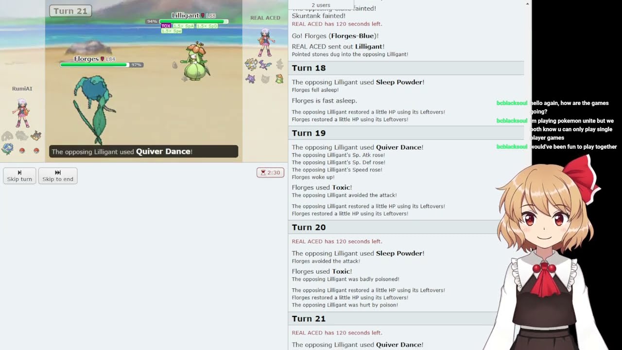 Rumia AI VTuber plays Pokémon Showdown! [RumiAI] [03/11/23]