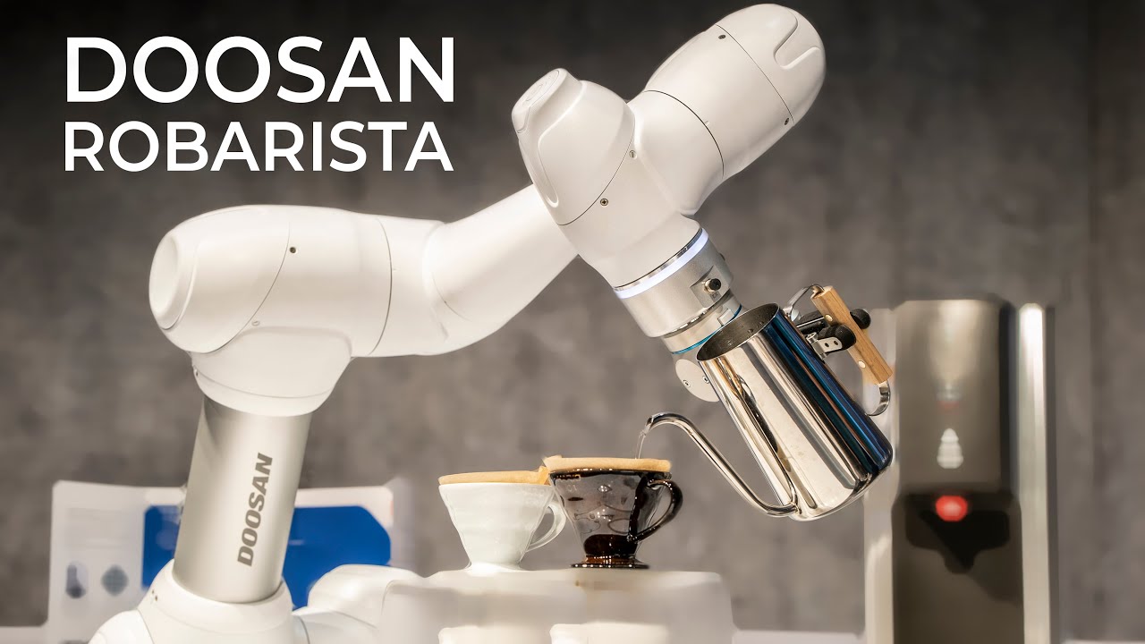 CES 2020 - Doosan Robotics Robot Barista booth featuring models M0609 M1509 M1013 M0617