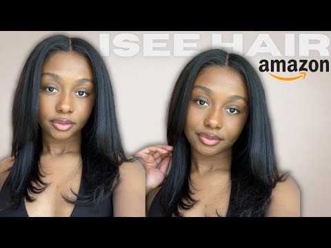 VERY NATURAL LOOKING 😍 | Yaki Straight Layered Glueless Bob Wig | Ft. ISee Hair Amazon