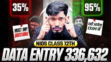 NIOS Class 12th Data Entry Most Important Questions with Solutions | Pass 100% | NO Fail