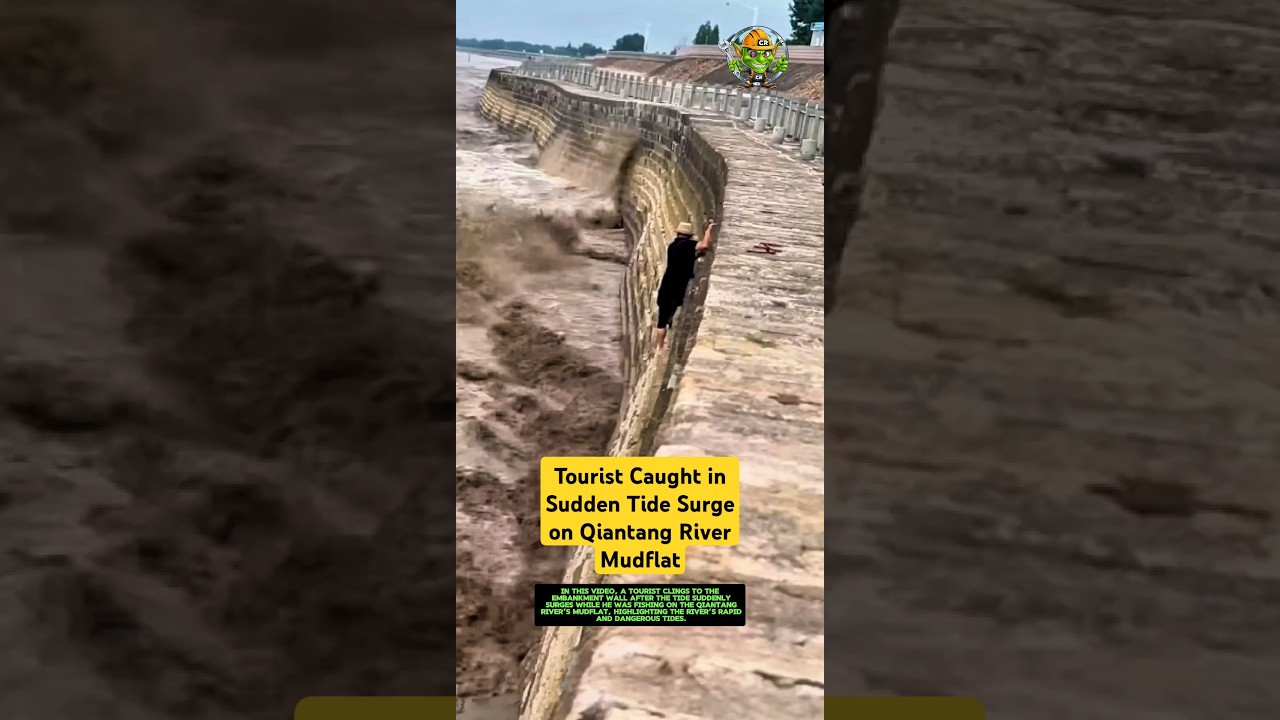 Tourist Caught in Sudden Tide Surge on Qiantang River Mudflat