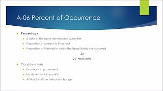 BCBA Exam Prep: A-06 Percent of Occurrence