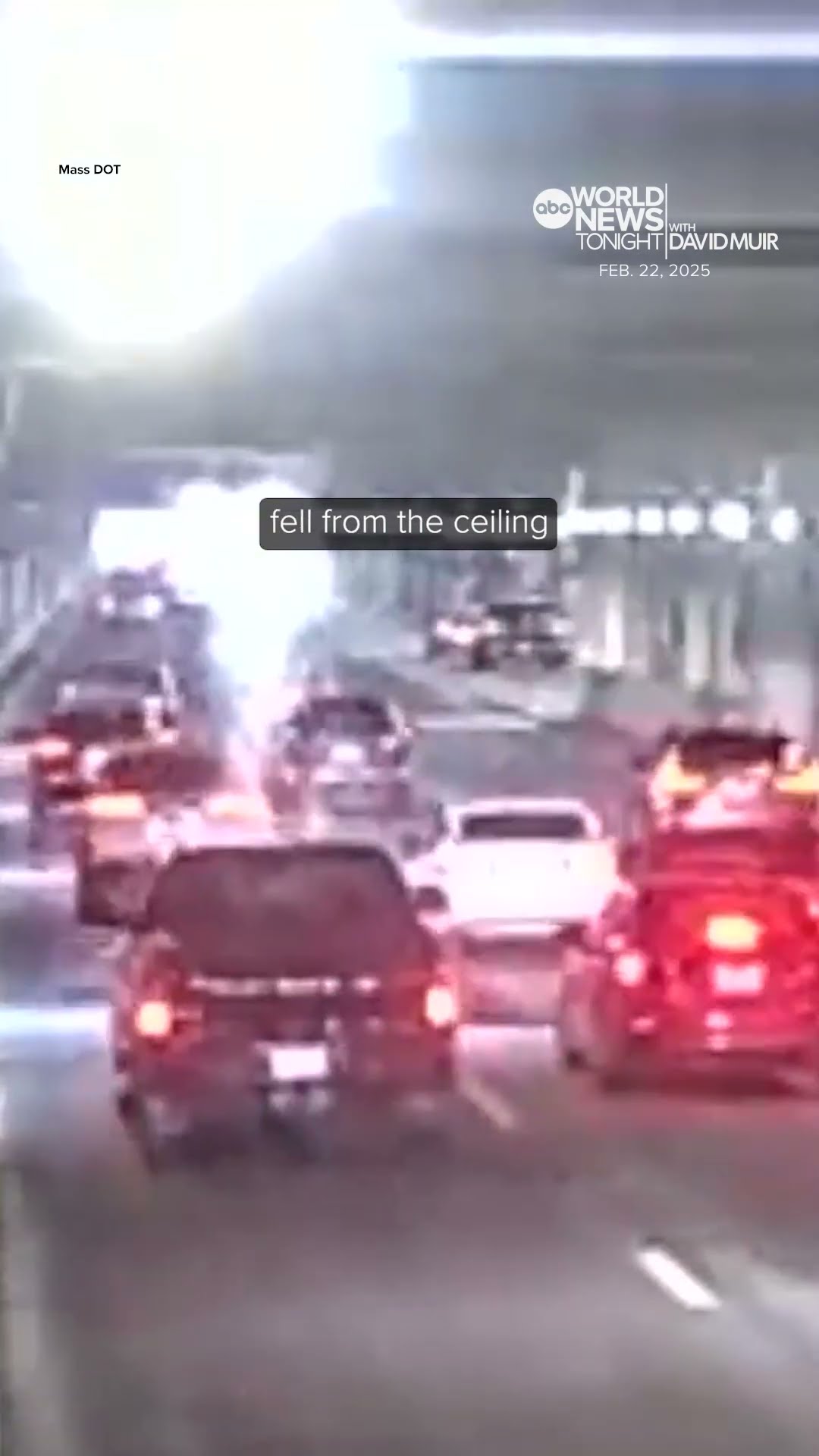 Traffic camera captures moment concrete falls from ceiling of Prudential Tunnel in Boston