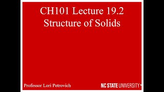 Lecture 19.2 Structure of Solids