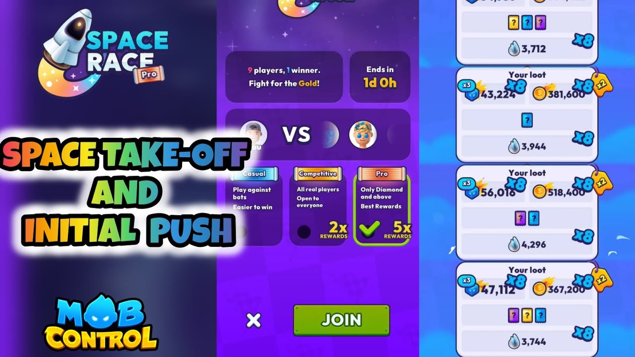Space take-off 🛫 and Initial push 🌌 PRO Space Race 🚀 Mob Control - YouTube