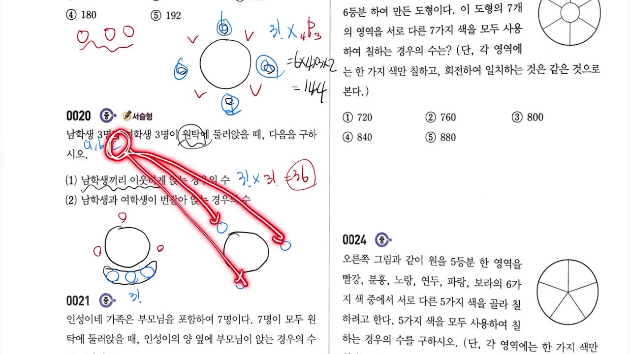 고3 확률과통계 여러가지순열 (1) 쎈 기본문제풀이