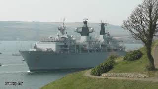 HMS ALBION L14 LEAVES DEVONPORT NAVAL BASE AT MOUNT WISE - 21st April 2021