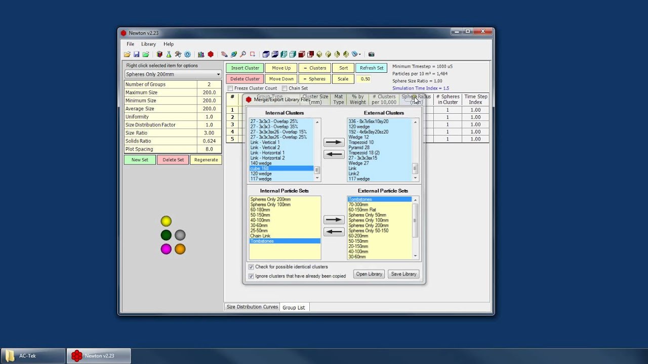Newton DEM Tutorial 6.4 - Particle Set Library - Open, Save, Merge, Export Libraries