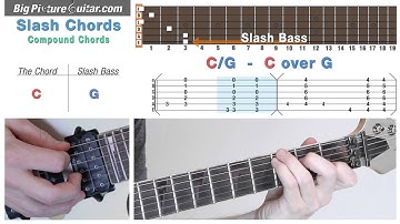 Guitar Lesson: Slash Chords - Combination Chords w/Animation, TAB & Music Theory