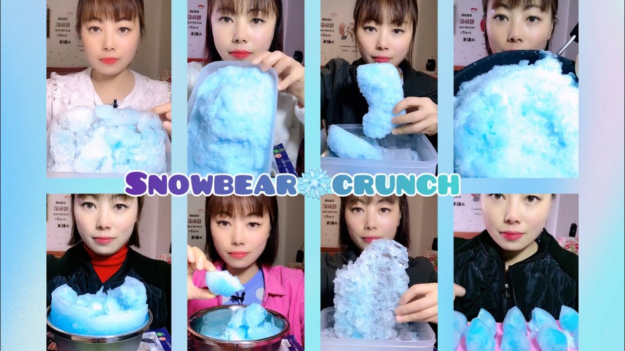 CRUSHED ICE | HARD ICE | SHAVED ICE | REFROZEN ICE | ICE EATING ASMR | SATISFYING CRUNCHES❄️🧊🩵