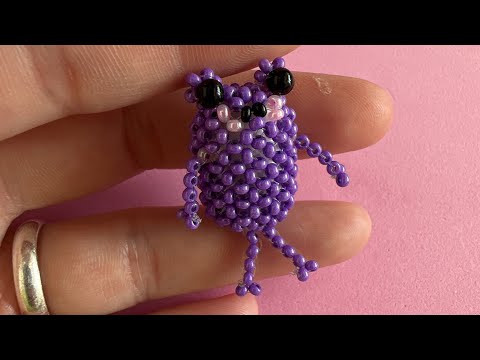 Туториал фиолетовая лягушка из бисера амигуруми #бисероплетение #рекомендации #амигурумиизбисера
