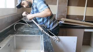 طريقة تركيب روبيني المطبخ How to install a water mixer for the kitchen