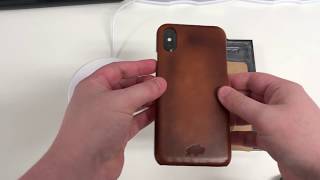 BlackBrook Burkley Snap-on Back Cover Case for Apple iPhone X / XS - Burnished Tan Leather