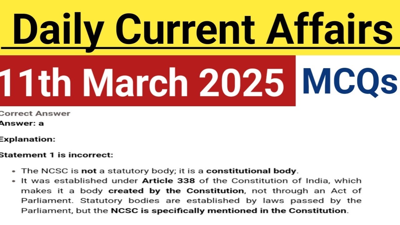 Daily Current Affairs MCQs | 11 March 2025 | Upsc Current Affairs ...