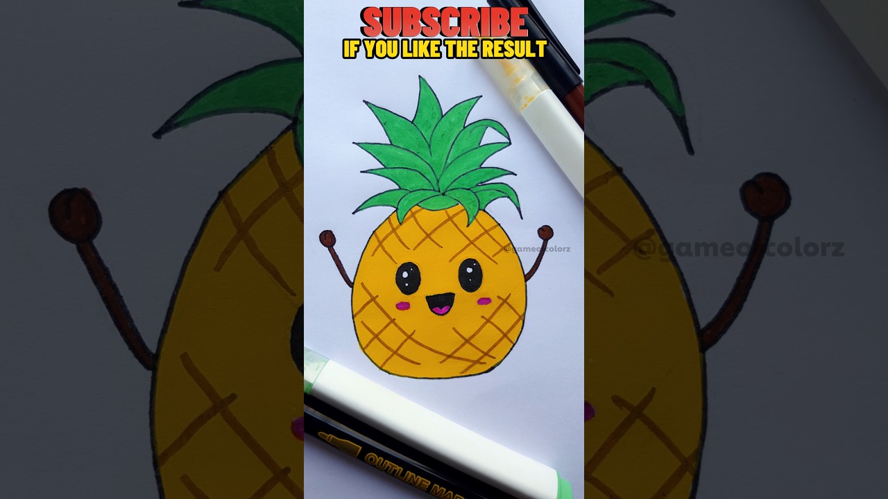 Cute Pineapple in town 😍 | Cute Pineapple Drawing | 