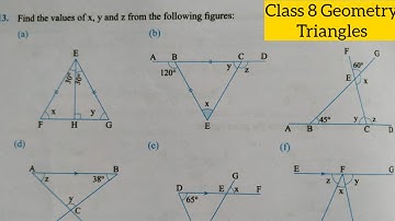 Geometry Triangles Class 8 || Geometry Grade 8 || Find The Value of x, y and z @mindyourchoices