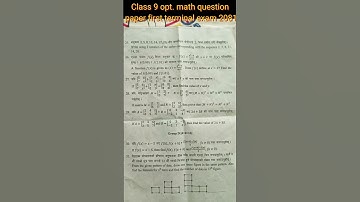 Class 9 opt. math question paper first terminal exam 2081/ 2024!
