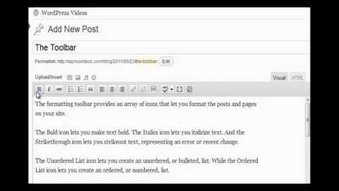 How to use the WordPress visual editing formatting toolbar