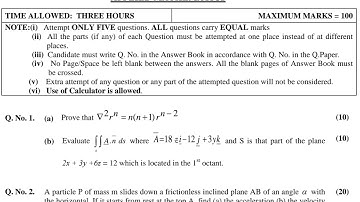 CSS PAST PAPERS - 2020 - APPLIED MATHEMATICS - PAPER 1 - OPTIONALLY SUBJECT (GROUP 2)