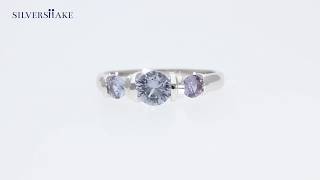 3-Stone Round Shape Simulated Color Change Alexandrite 925 Sterling Silver Ring-RN0094630
