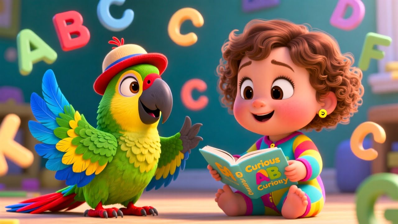 Cute Parrot Study Train 🚂🦜 Fun Learning Song | Learn ABCs & Numbers for Kids