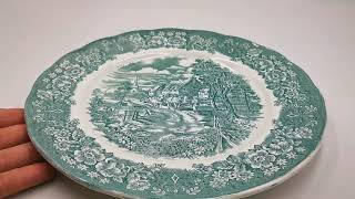 British Anchor Memory Lane Turquoise and White China Dinner Plate