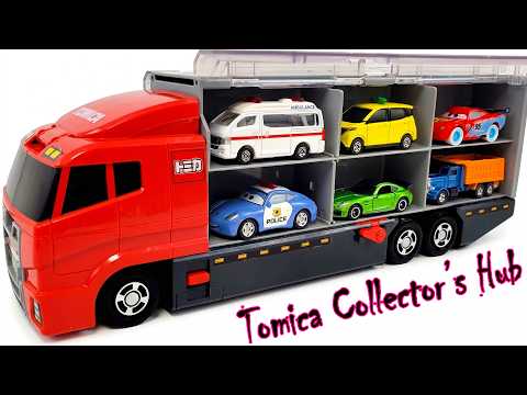 トミカ☆はたらくくるま開封＆コンボイ収納 ! ホンダNSXも参加