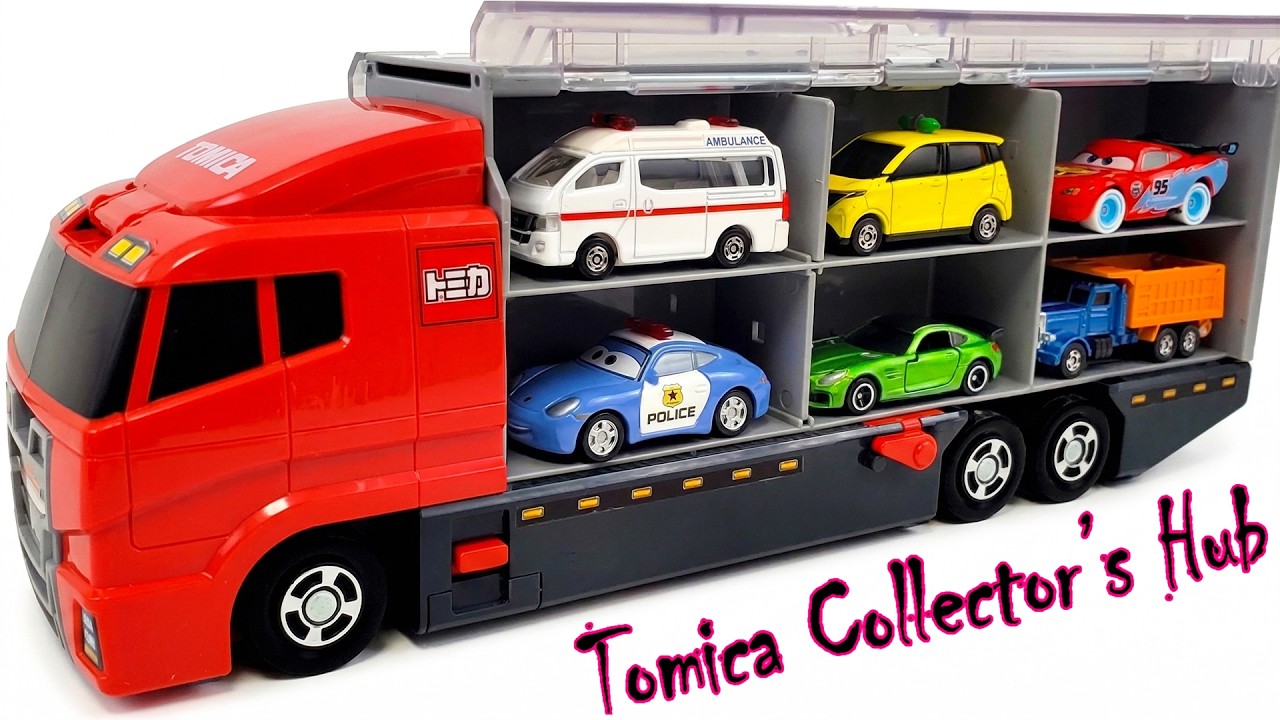 トミカ☆はたらくくるま開封＆コンボイ収納 ! ホンダNSXも参加