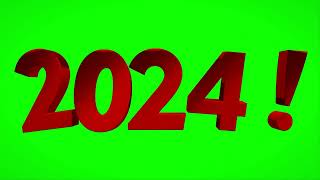 2024 Футаж Анимация Вылетает Хромакей New Year 2024 Figure 2024 Year Green Screen Chroma Key