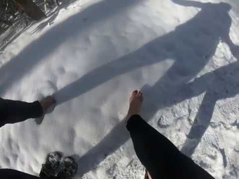 Are we crazy?! | Barefoot Sisters in the snow | Blue Ridge Parkway