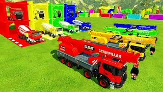 Garage With Color - COLORFUL SCANIA CRANE, MAN MIXER CEMENT TRUCK TRANSPORTING WITH TRAILER TRUCK#12 screenshot 2