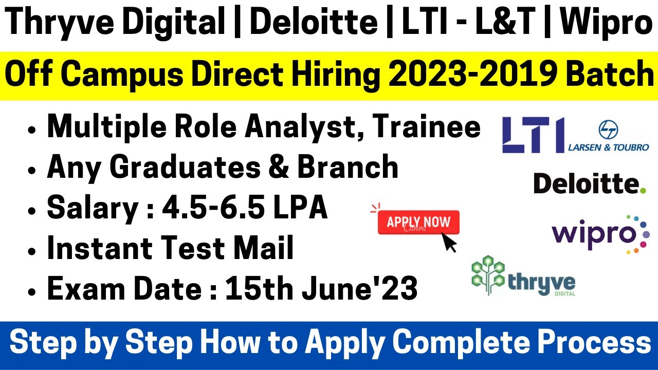 Wipro Biggest New Hiring 2023 | Deloitte Thryve Digital Phase 2 Hiring ...