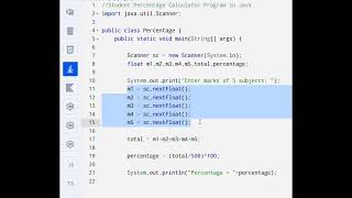 Student Percentage Calculator Program in Java  screenshot 2