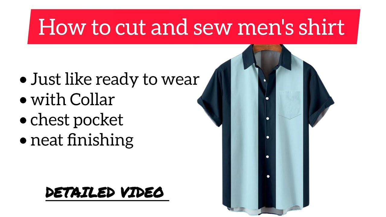 How to CUT and SEW men's shirts, with COLLAR, CHEST POCKET detailed