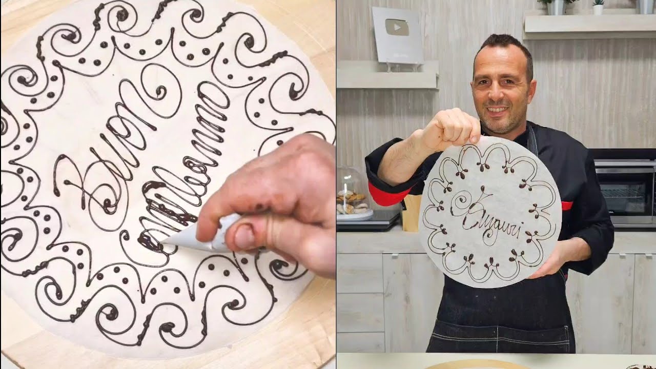 COME SI SCRIVE SU UNA TORTA?Ecco un mio esempio di decorazione semplice e scrittura con cioccolato