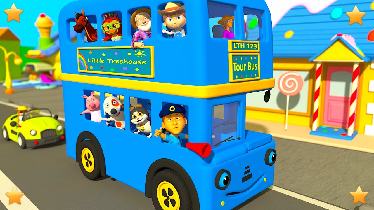 Blue Wheels On The Bus | Kindergarten Nursery Rhymes & Songs for Kids