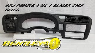 1998 1999 00 01 02 03 2004 CHEVY S10 BLAZER SONOMA BRAVADA DASH BEZEL REMOVAL SHOWING HIDDEN SCREWS