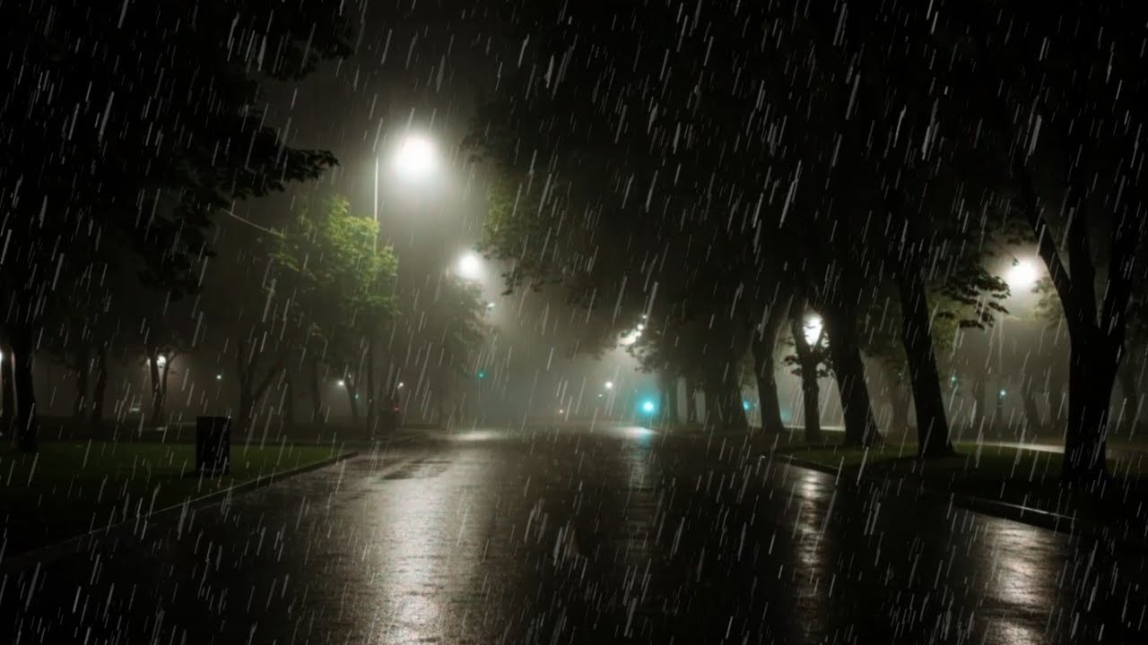 🔴 Heavy Rain and Thunder Sounds for Sleeping – ROAD AT NIGHT | Peaceful Storm Sounds for Deep Sleep