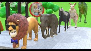 Animal Crossing Fountain With Trex Elephant Lion Kangroo Horse Playing Basket-Ball Part6 | Zoova 3D
