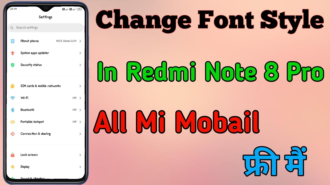 HOW TO CHANGE FONT STYLE IN REDMI NOTE 8 PRO CHANGE FONT STYLE IN REDMI MOBILES FREE YouTube