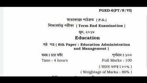 NSOU PG PGED 6  2018 Previous year question paper Netaji Subhas Open University