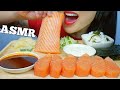 ASMR SUSHI GRADE SALMON SLAB SASHIMI FIRE SAUCE MAYO EATING SOUNDS NO TALKING SAS ASMR 
