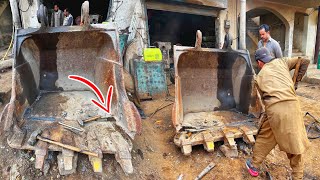 Excavator Broken Bucket Repairing Process | How To Repair & Renew Excavator Broken Bucket