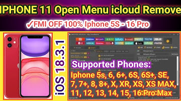 Open Menu icloud unlock Iphone 11 iOS 18.3.1 FMI off 100% | Unlock Tool 2025